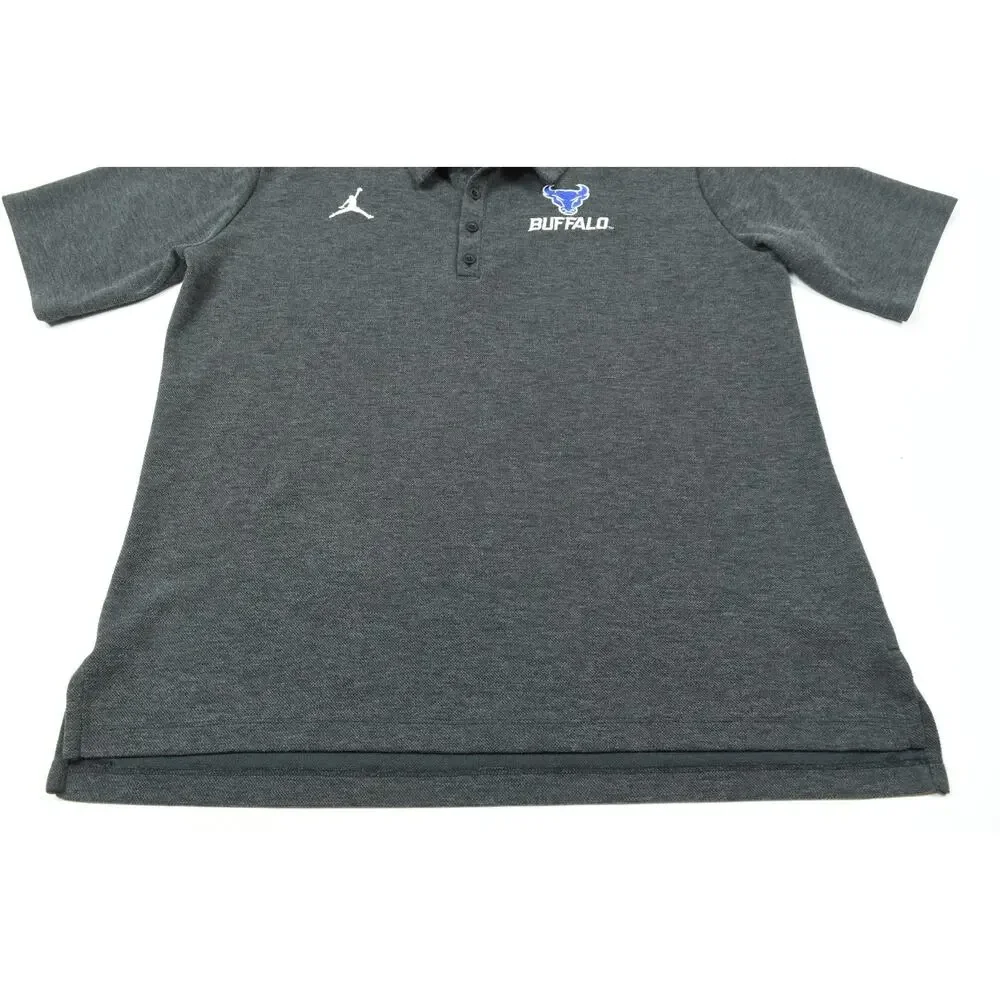 Jordan University at Buffalo Bulls Polo Shirt Mens Medium Gray Short Sleeve
